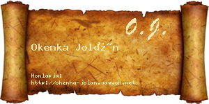 Okenka Jolán névjegykártya